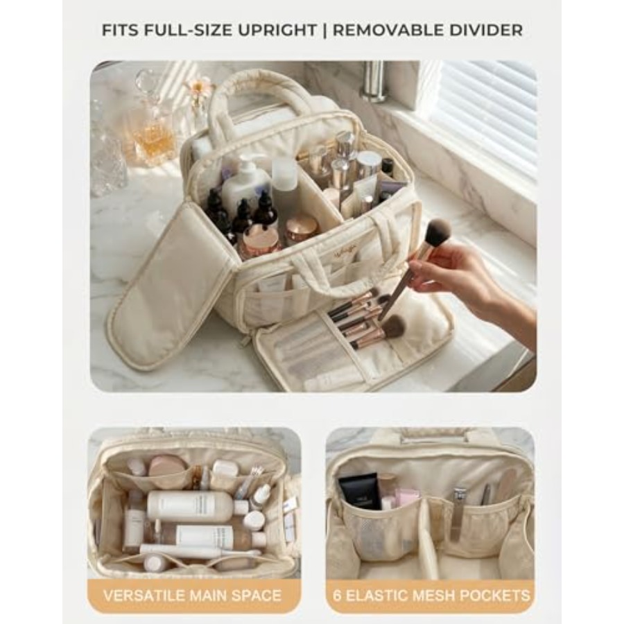 Large Quilted Toiletry Bag for - Women Bags For Travel のレビューと価格