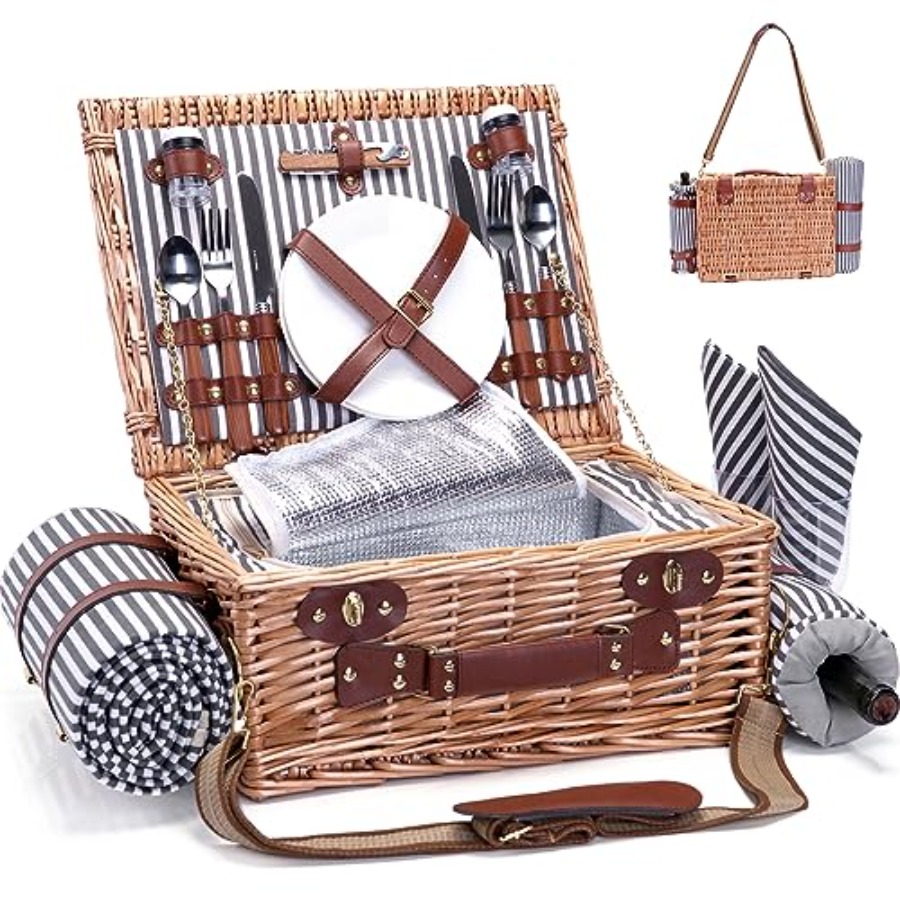 Picnic Basket with Blanket and - Basket Bag Wicker のレビューと価格