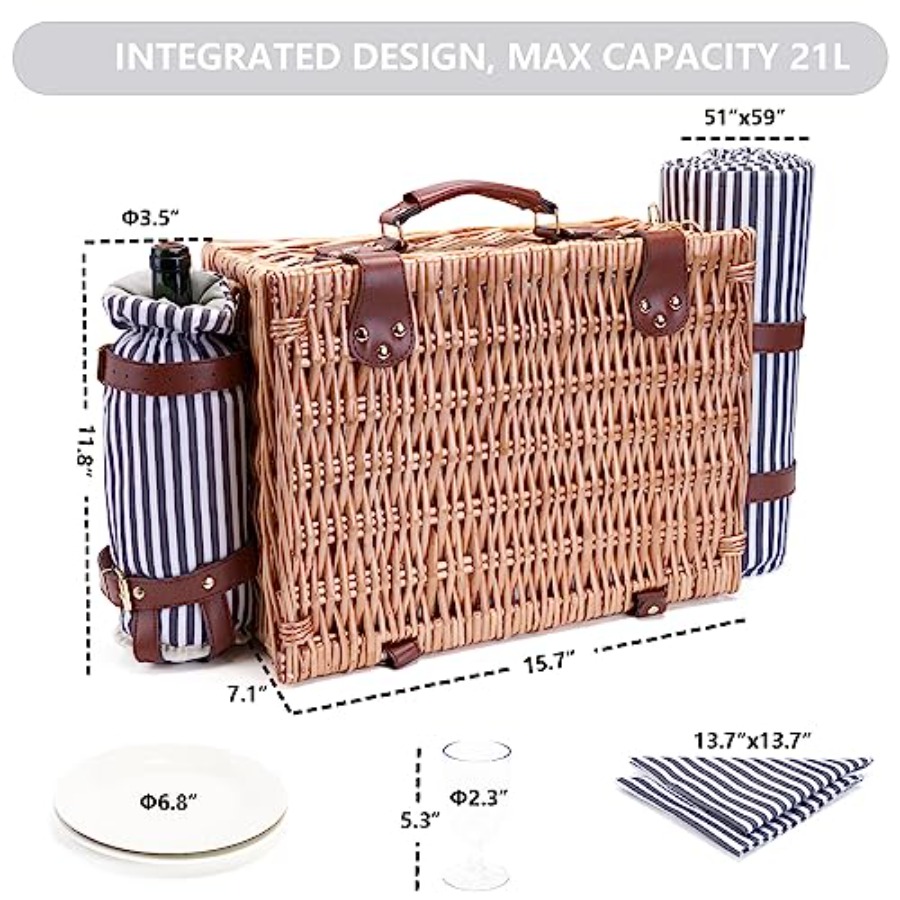 Picnic Basket with Blanket and - Basket Bag Wicker のレビューと価格