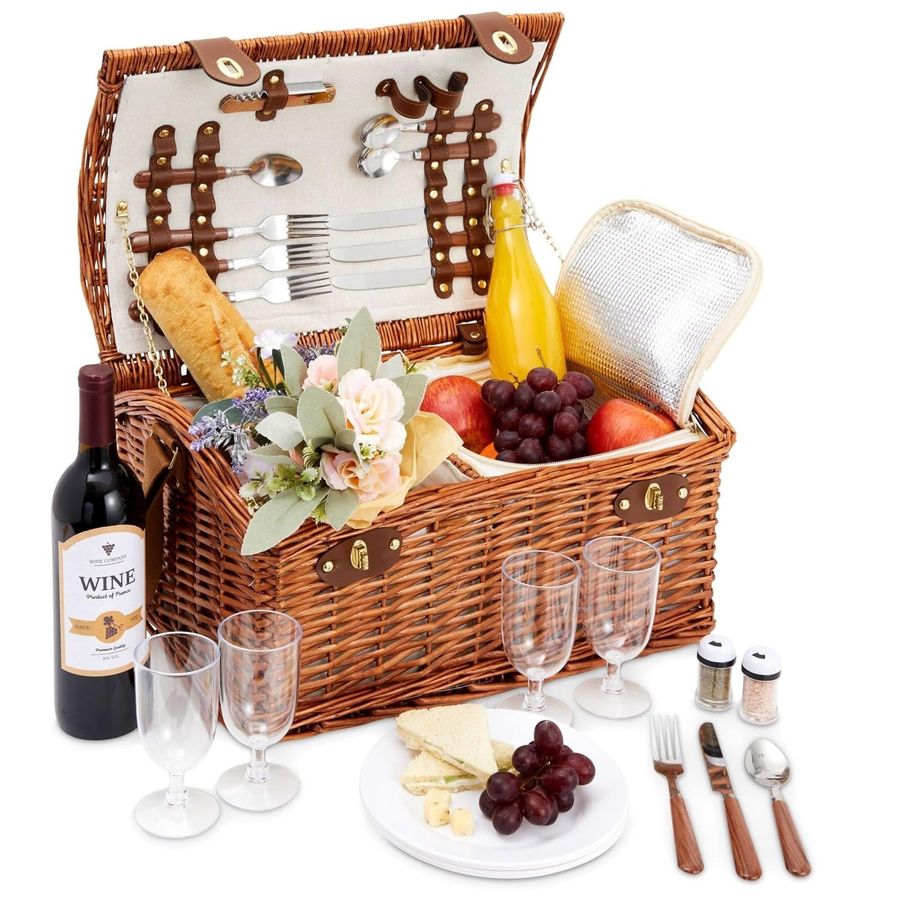 Picnic Basket for 4 People 18. - Basket Bag Wicker のレビューと価格