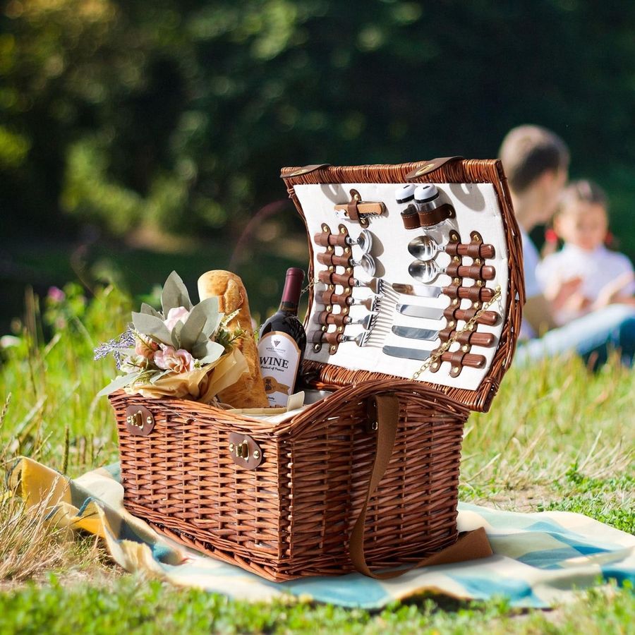 Picnic Basket for 4 People 18. - Basket Bag Wicker のレビューと価格