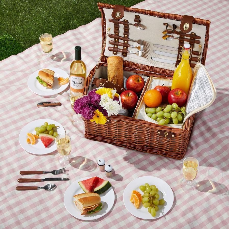 Picnic Basket for 4 People 18. - Basket Bag Wicker のレビューと価格