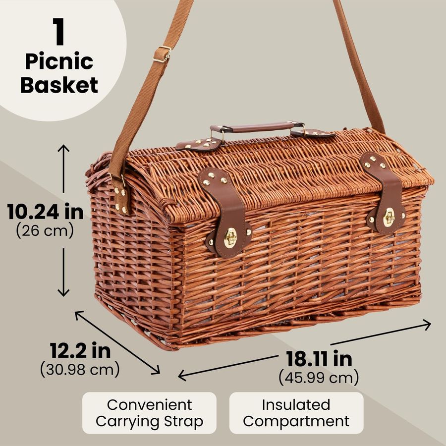 Picnic Basket for 4 People 18. - Basket Bag Wicker のレビューと価格