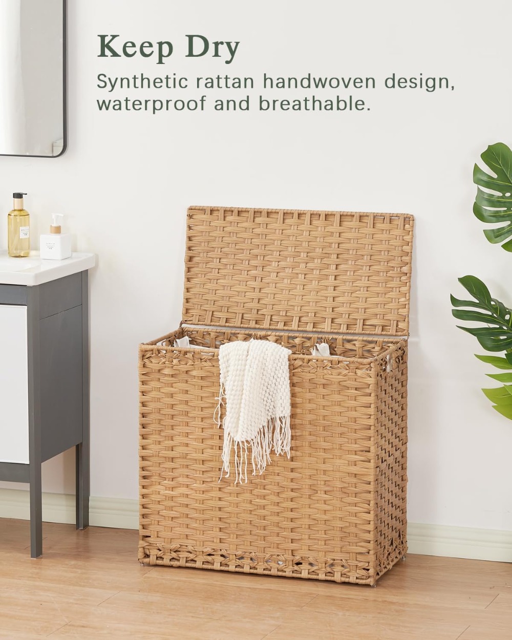 Large 132L Wicker Laundry Hamp - Basket Bag Wicker のレビューと価格