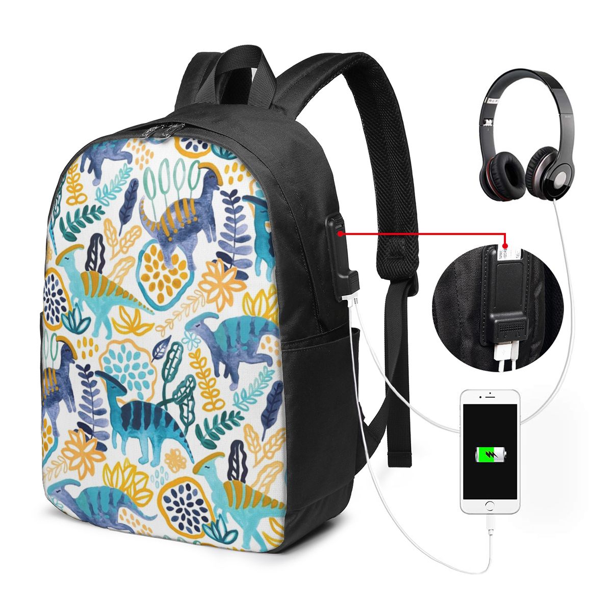 Gouache Parasaurolophuses Back - Women Bags For Travel のレビューと価格