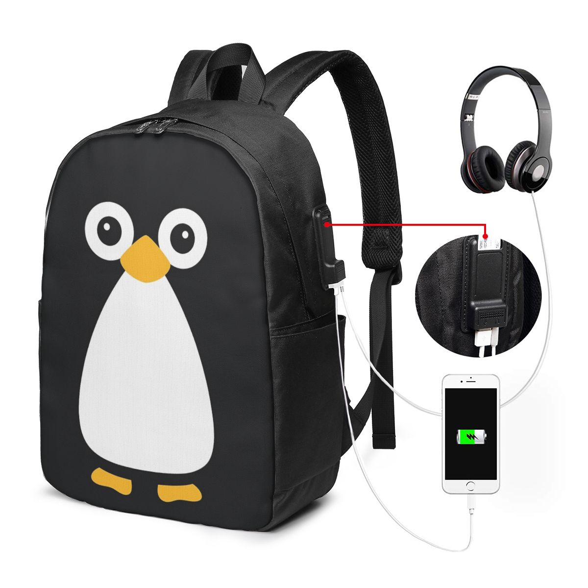 Cute Vector Penguin Backpack T - Women Bags For Travel のレビューと価格