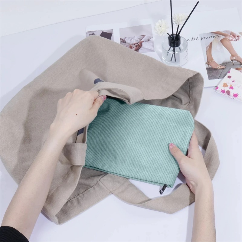 Corduroy Travel Cosmetic Bag P - Women Bags Medium Size のレビューと価格