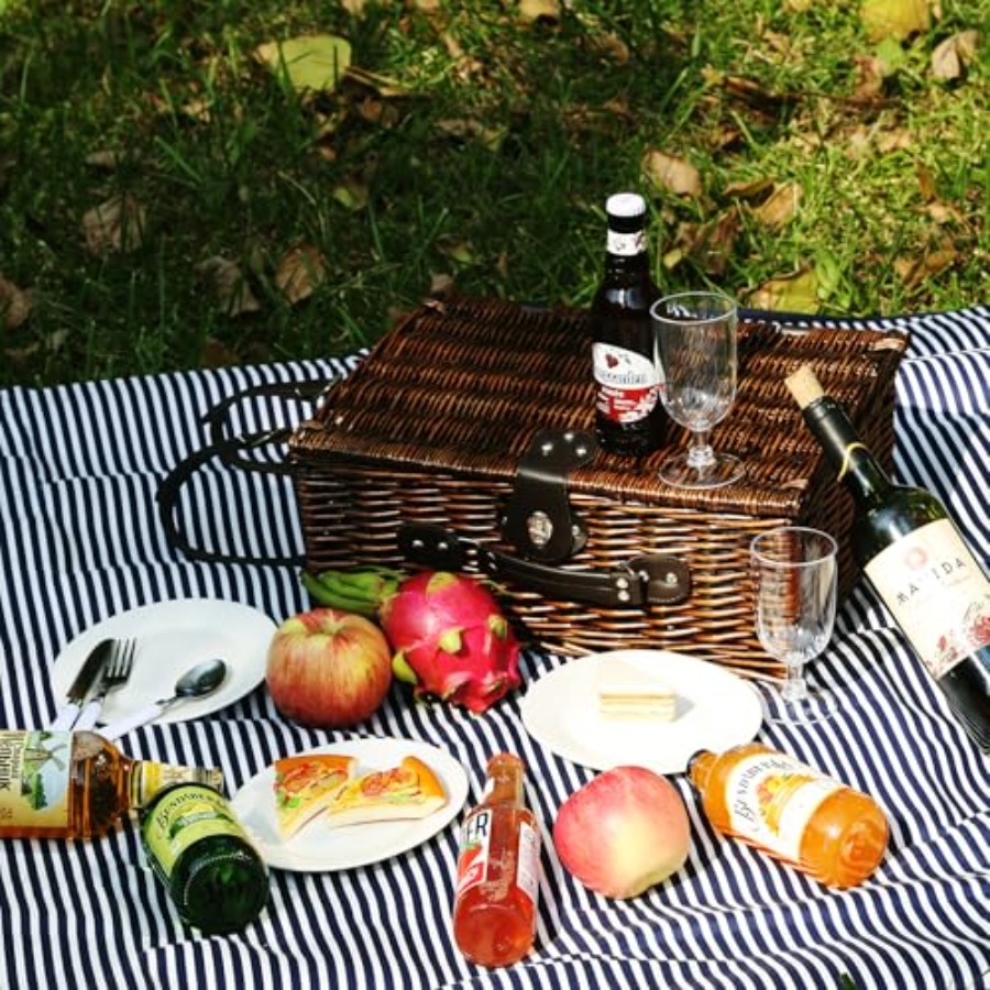 Picnic Basket Set for 4 with W - Basket Bag Wicker のレビューと価格