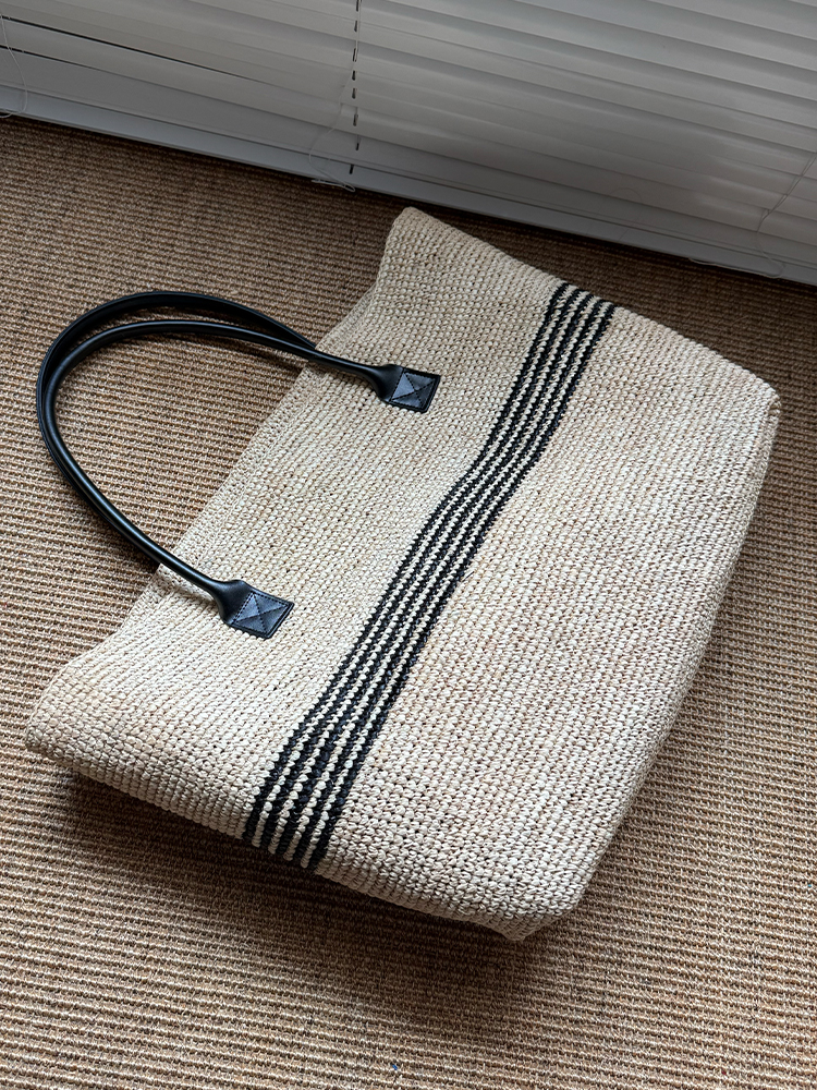 Stripes Lafite Straw Weave Tot - Basket Bag Wicker のレビューと価格
