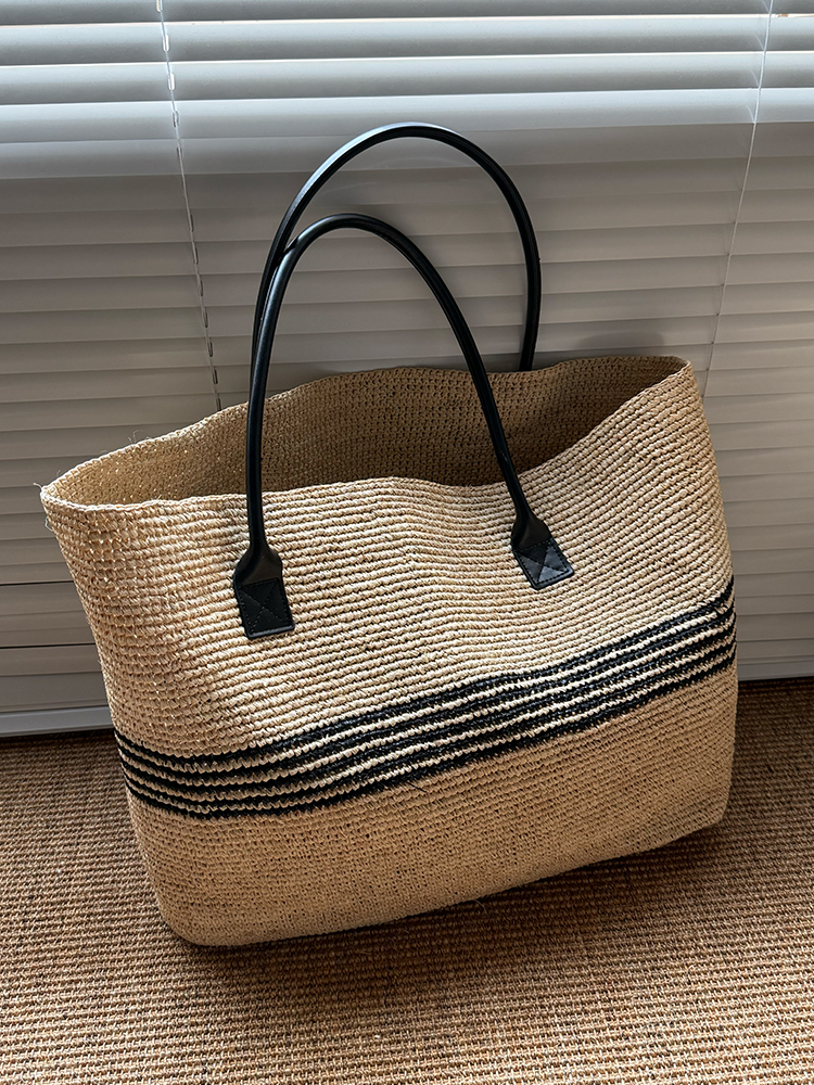 Stripes Lafite Straw Weave Tot - Basket Bag Wicker のレビューと価格
