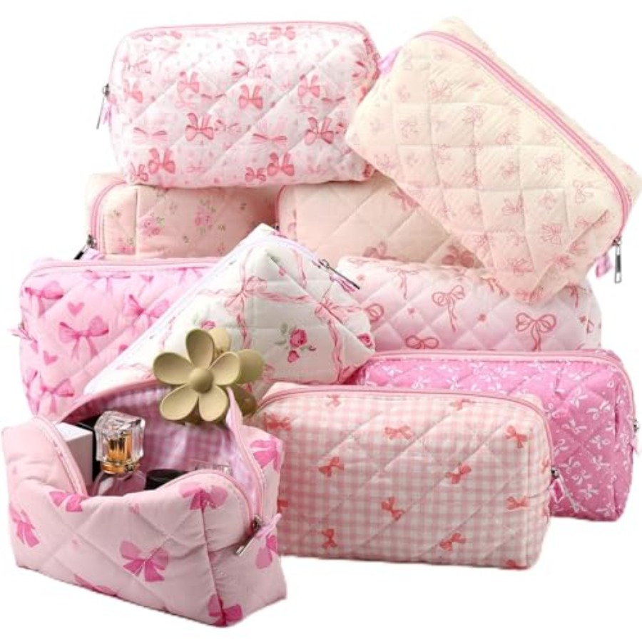 10 Pcs Quilted Makeup Bag Bulk - Women Bags For Travel のレビューと価格