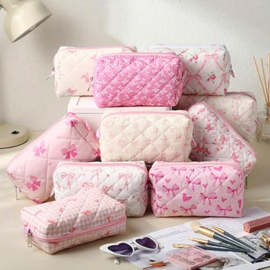 10 Pcs Quilted Makeup Bag Bulk - Women Bags For Travel のレビューと価格