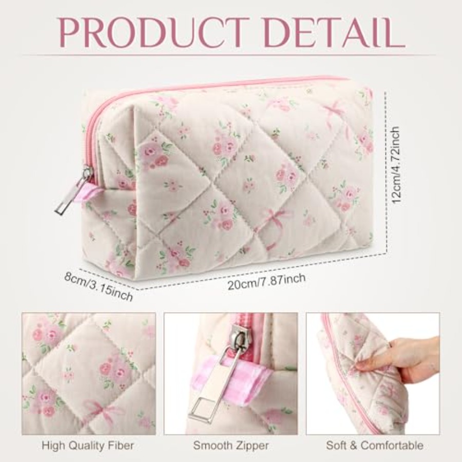 10 Pcs Quilted Makeup Bag Bulk - Women Bags For Travel のレビューと価格
