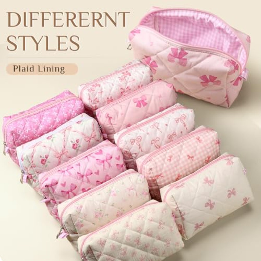 10 Pcs Quilted Makeup Bag Bulk - Women Bags For Travel のレビューと価格