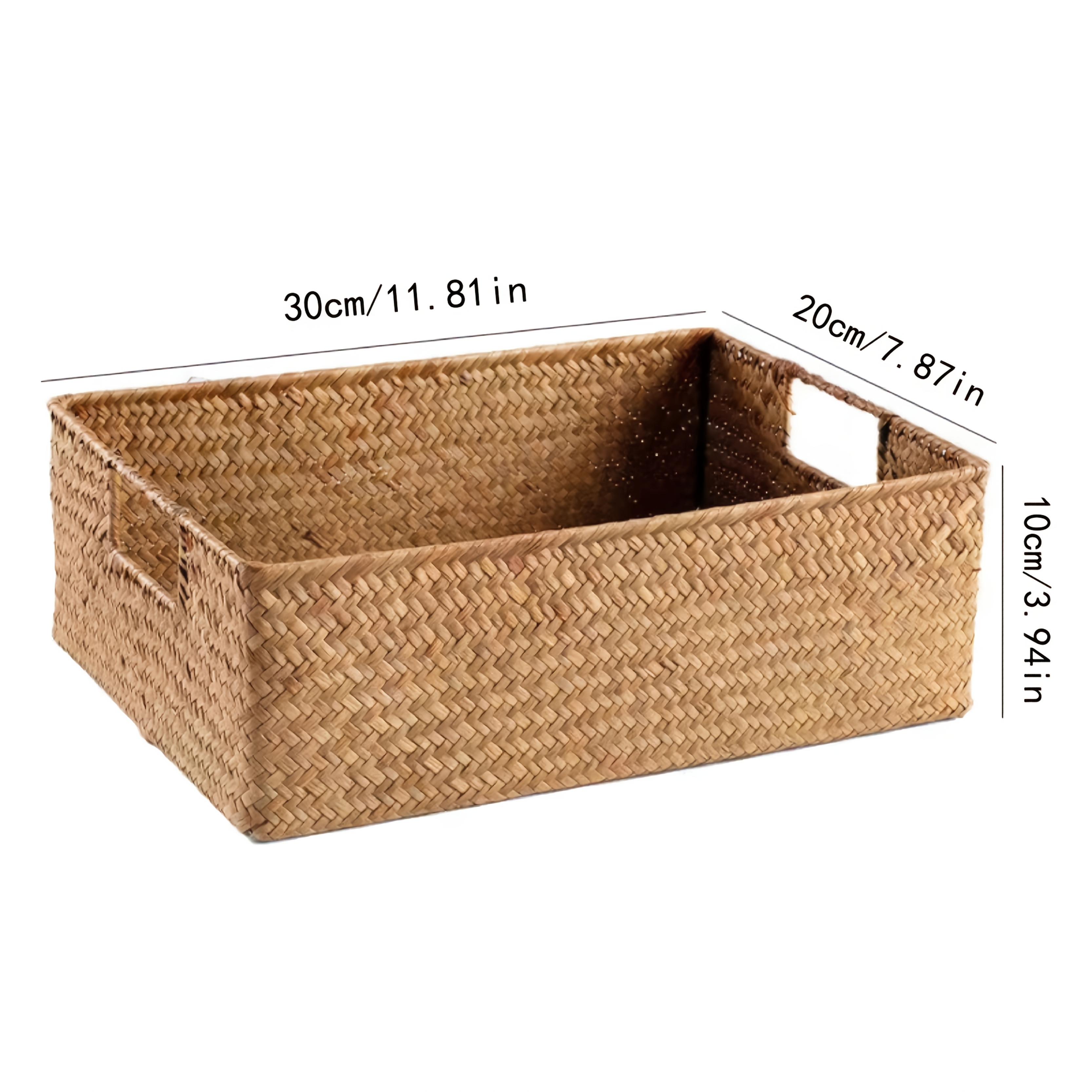 Handwoven Rattan Basket, Recta - Basket Bag Wicker のレビューと価格
