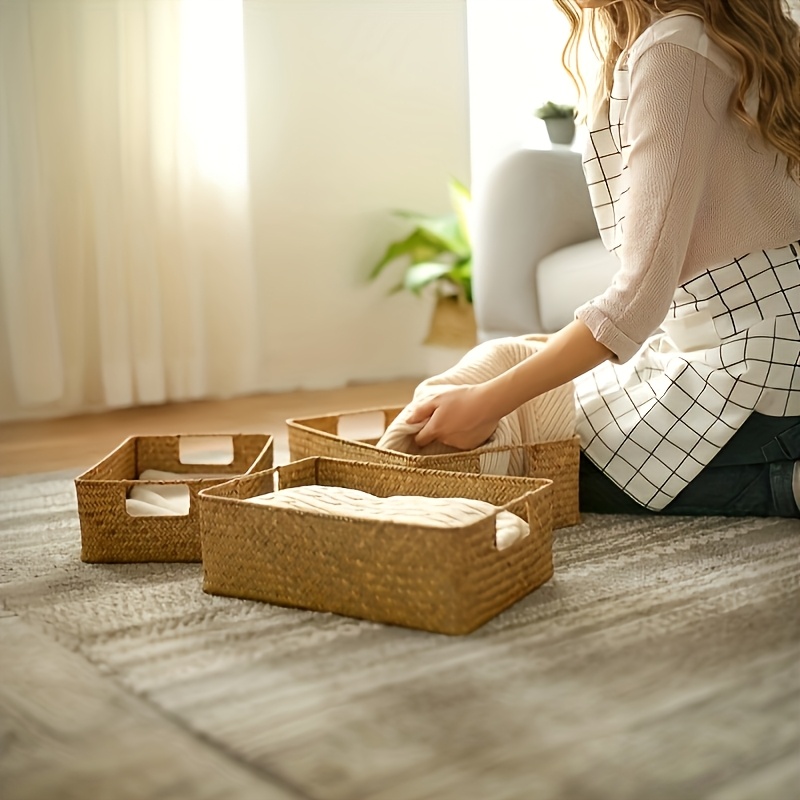 Handwoven Rattan Basket, Recta - Basket Bag Wicker のレビューと価格
