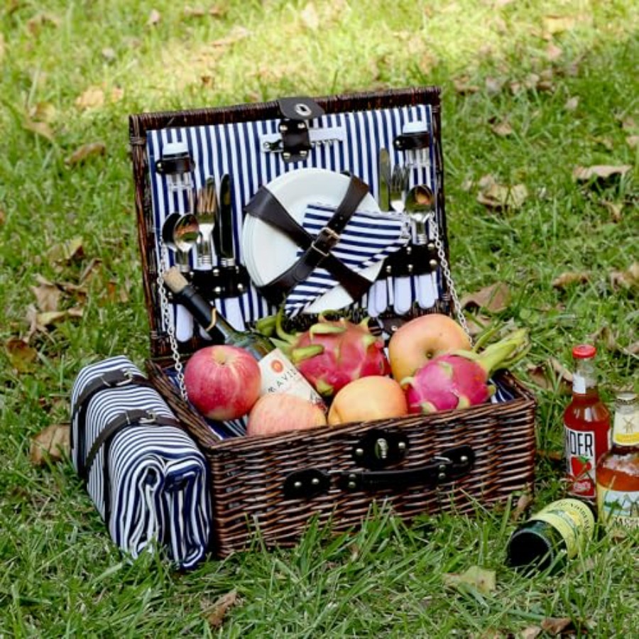 Picnic Basket Set for 4 with W - Basket Bag Wicker のレビューと価格