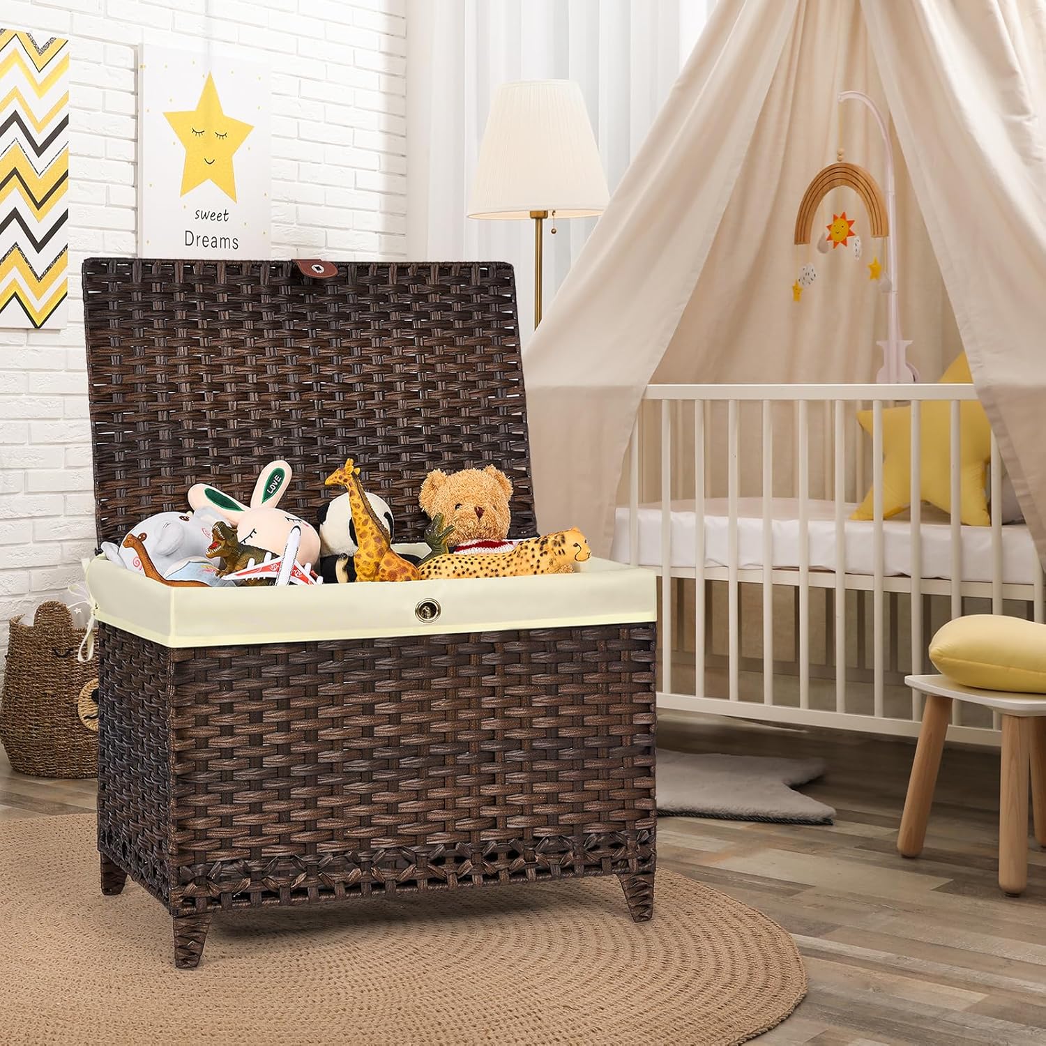 Storage Basket with Lid 200L,  - Basket Bag Wicker のレビューと価格